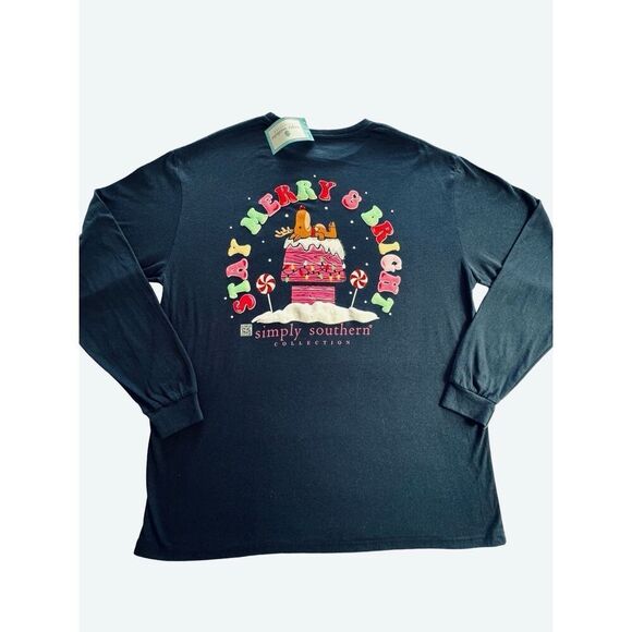 SIMPLY SOUTHERN WOMEN’S LARGE “STAY MERRY & BRIGHT”  Long Sleeve Tshirt - Picture 1 of 7